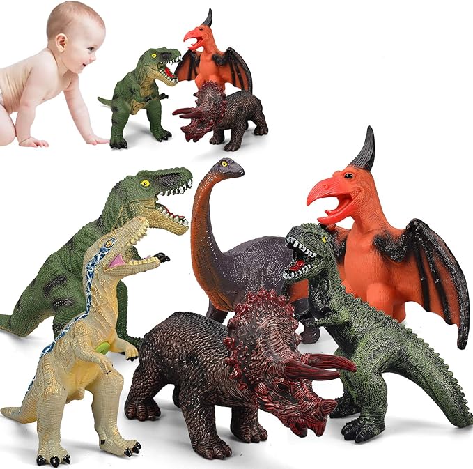 6 Piece Jumbo Dinosaur Toys for Kids 3-5 and Toddlers, Large Soft Dinosaur Toys for Lovers - Perfect Party Favors, Birthday Gifts