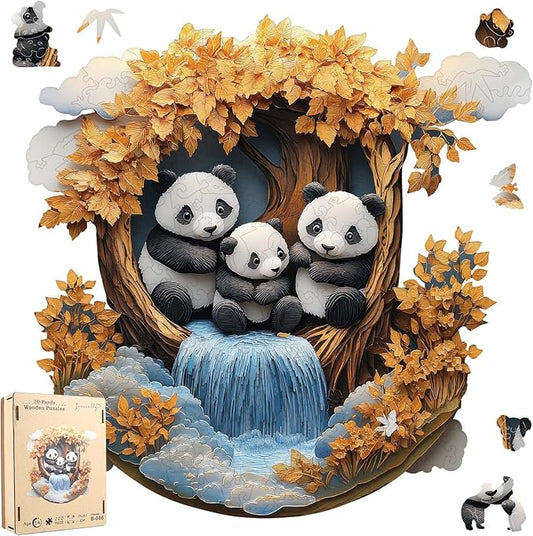 Puzzles for Adults 3D Vision Panda Wooden Puzzles, 200 Pieces Unique Shaped Liberty Jigsaw Puzzles, Creative Toys for Adults and Kids, Fun Challenge Family Game 11.2'' x 11.2''