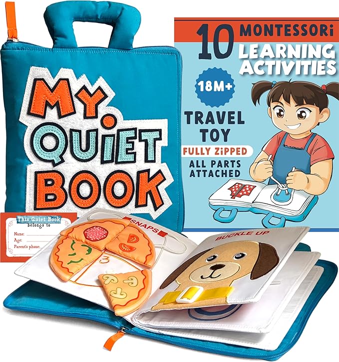 My Quiet Book - Toddler Travel Car Plane Airplane - No Parts to Get Lost - Activity Montessori Board Book, Travel Toys for Toddlers 1-3, Gifts for 1 2 3 4 Year Old Girl, Birthday Gifts Toys Age 2-4