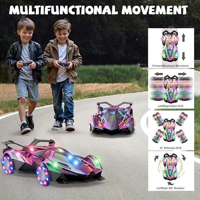 SASBSC Lambo Remote Control Car for Boys 4-7 8-12 Drift Rc Cars with 360° Rotation, Spray, Music & Lights 1:12 Rechargeable Rc Car Toys 10-12km/h Sport Race Toy Cars Gifts for Kids (Multi-Color)