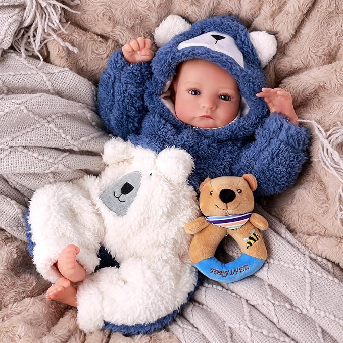 BABESIDE Lifelike Reborn Baby Dolls Boy - Aiden 20 Inch Handmade Realistic Baby Doll Soft Body Realistic-Newborn Baby Doll with Toy & Gift Box for Kids Age 3 +