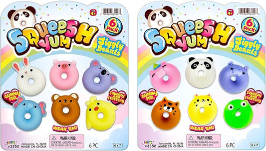 JA-RU Mini Mochi Squishy Animals (2 Pack) Cute Jiggly Donut Squishies for Kids & Adults, Boys & Girls. Stress Relief Fidget Gummy Toys. Bulk Party Favors Birthday Goodie Bags Class Prizes. 3352-2