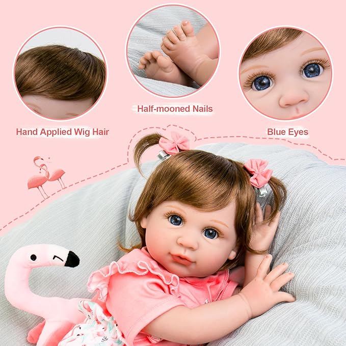 Aori Realistic Reborn Baby Doll Girls - 22 inch Real Life Newborn Baby Dolls, Adorable Lifelike Babies, Weighted Reborn Toddler Gifts Set for Kids Grandma