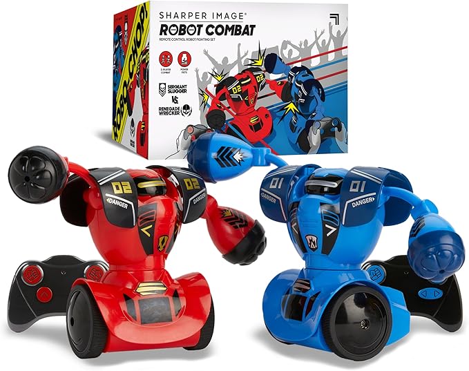 Sharper Image Robot Combat Set [2023 Amazon Exclusive] 2-Player Remote Control RC Battle Robots, LED Lights & Sound Effects, Wireless Infrared Technology, Fun Electronic Fighting Kids & Family Game