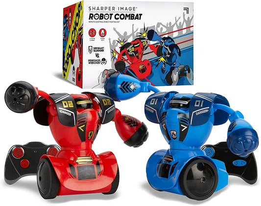 Sharper Image Robot Combat Set [2023 Amazon Exclusive] 2-Player Remote Control RC Battle Robots, LED Lights & Sound Effects, Wireless Infrared Technology, Fun Electronic Fighting Kids & Family Game