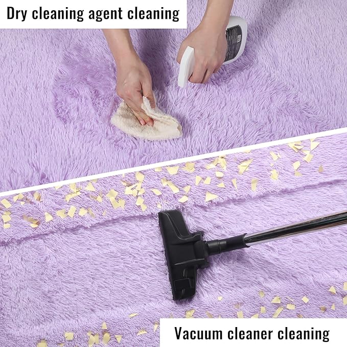 PAGISOFE Fluffy Soft Purple Rug 4' x 6' Rug, Shaggy Rugs for Bedroom Living Room,Furry Rugs for Bedroom Princess,Bedside Rug Nursery Christmas Home Decoration Shag Carpet for Kids Teen's Room