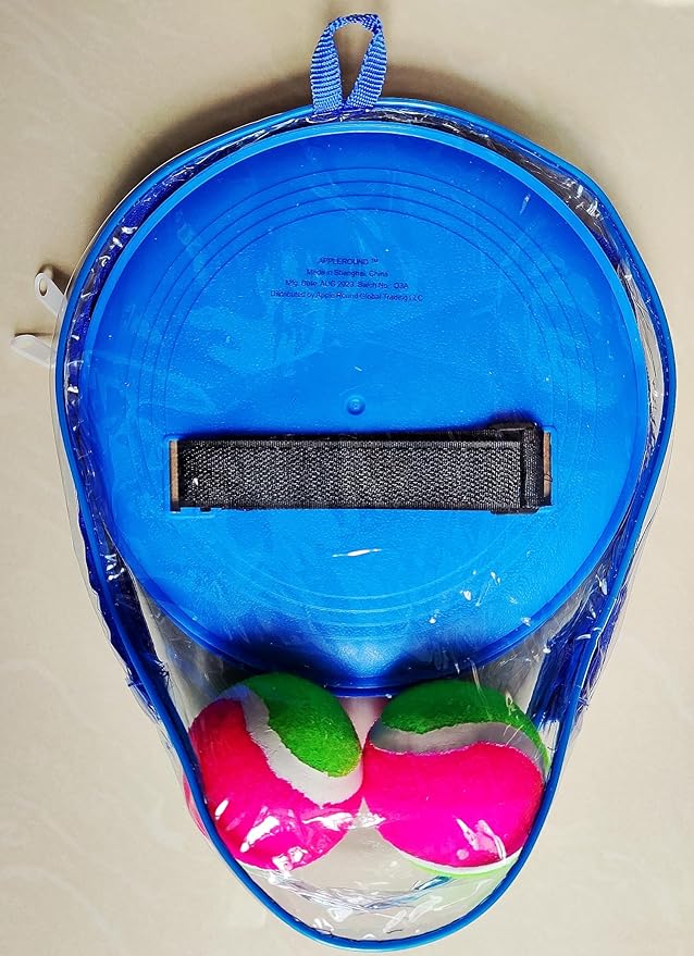 AppleRound Toss and Catch Velcro Ball Set (Hook and Loop), Kids Outdoor Games, Beach Toys, Backyard Sports, Paddle Ball Games (Pack of 4 Paddles and 4 Balls)