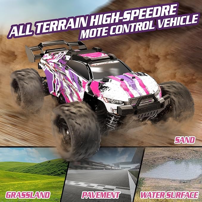 Pink Remote Control Car for Girls, 1:18 Fast rc Cars for Girls with 40+ KM/H 4WD Off-Road rc Truck, Includes 2 Rechargeable Batteries, 8 9 10 11 12 13 Year Old Girl Gifts