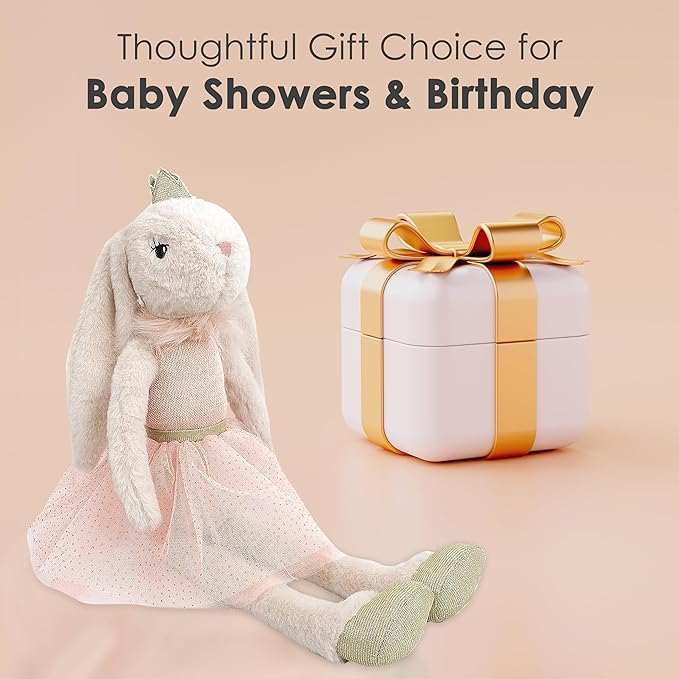 MON AMI Princess Brianna Bunny Doll - 18", Soft & Cuddly Plush Animal Doll, Use as Toy or Room Décor, Great Gift for Kids, Boys, Girls