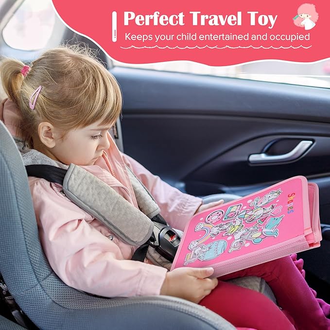 Busy Board, Montessori Toys for 1 2 3 4 Year Old Girl Birthday Gifts, Educational Sensory Toy for Learning Activities Fine Motor Skills, Road Trip Airplane Travel Toys for Toddlers Kids Age 1-3 2-4