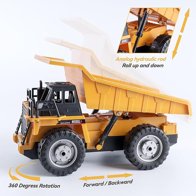 RC Dump Truck Toys for Boys, 11 Channel Remote Control Dump Truck, RC Construction Vehicles with Sound and Light, Perfect Dump Truck Set Toy for Boys 6 7 8 9 10 11 12