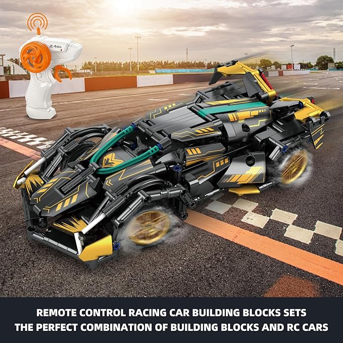 402 Piece Remote Control Racing Car Building Set for Kids,STEM 1:16 technology Sports Car Collection Model Brick Kit,Rechargeable RC Sports Cars Toy Set Gift for 6 7 8+ Year Old Boys and Girls