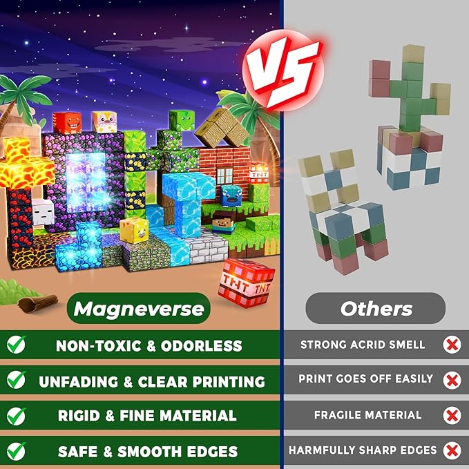 150 PCS Magnetic Blocks with Light Blocks - Magnet Tiles Toys for Kids, Boys and Girls, Magnetic Building Blocks Cubes, Stacking Magnets for Kids, Birthday Gifts for Boys and Girls Age 3+ Years Old