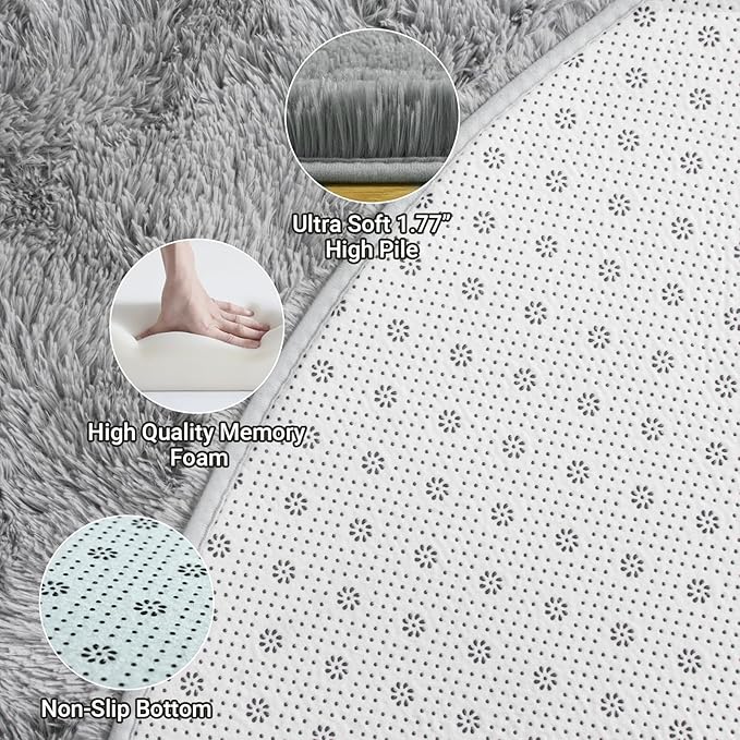 LOCHAS Luxury Round Fluffy Area Rugs for Bedroom Kids Girls Room Nursery, Super Soft Circle Rug, Cute Shaggy Carpet for Children Living Room, 5x5 Feet Red