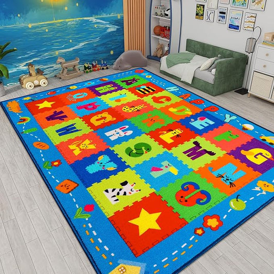 Classroom Rugs, Preschool Carpet for Classroom Elementary, School Learning Non-Slip Educational Carpet, Washable Kids Rugs for Playroom Nursery (Style 8, 59'' x 39.4")