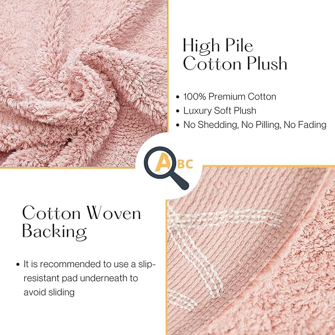 ABC Kids Rug Alphabet Educational Area Rugs for Infant Toddlers - Baby Play & Sleeping Plush Mat, Hand Woven Alphabet Carpet for Home Decor Teepee Tent (Round, 47", Pink White)