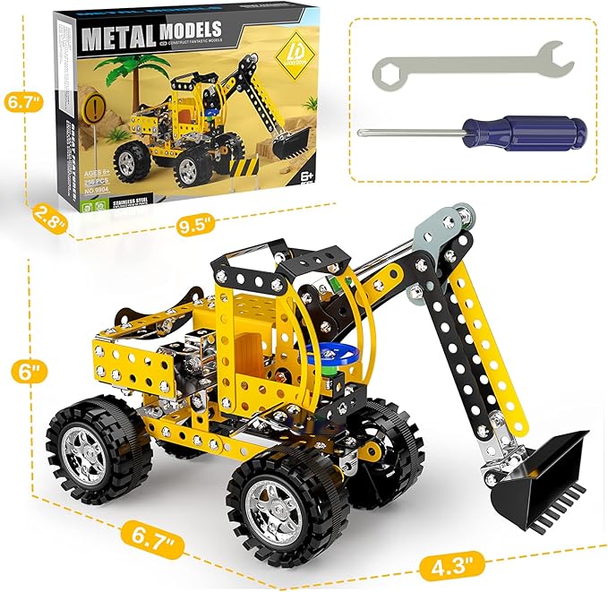 Lucky Doug Stem Building Projects Toys for Kids Boys 8 9 10 11 12 Year Old, Metal Building Construction Model kit, Building Blocks DIY Toys