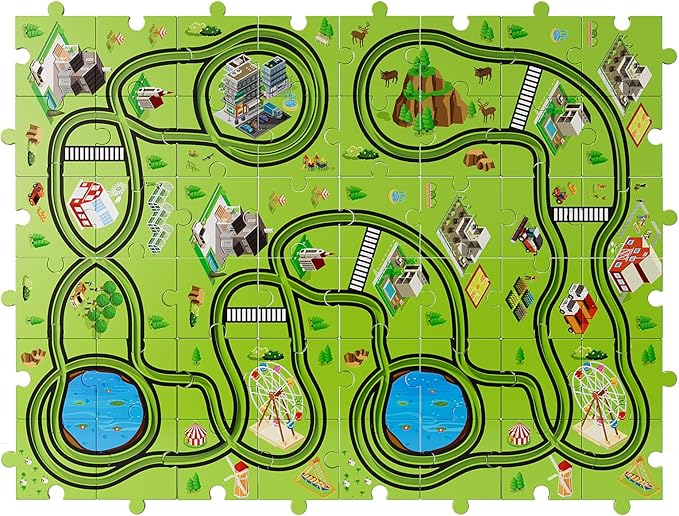 Bennol Toddler Toys Gifts for 2 3 4 5 Year Old Boys, 56 Jigsaw Puzzle Race Track Car Set Toys for Kids Boys Toddlers 1-3 2-4 3-5 4-6, Puzzle Tracks Car Toys Gifts for 2 3 4 5 Year Old Boys Kids