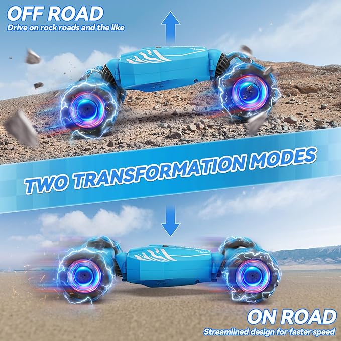 Dysaim Gesture Sensing RC Stunt Car, Cool Birthday Gifts for Boys Ages 6-12 Toys, 4WD Remote Control Car 360° Rotate Transform Drift RC Cars with Lights Music Sprayer, 2.4Ghz Hand Controlled