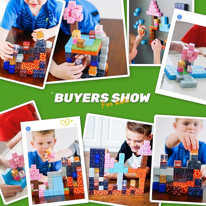 Magnetic Blocks - Build Mine Magnet World Magic Portal Set, Magnetic Tiles Building Blocks Toddler Toy STEM Sensory Outdoor Toys for 3+ Year Old Boys & Girls, Creative Kids Games Kids Toys 84PCS