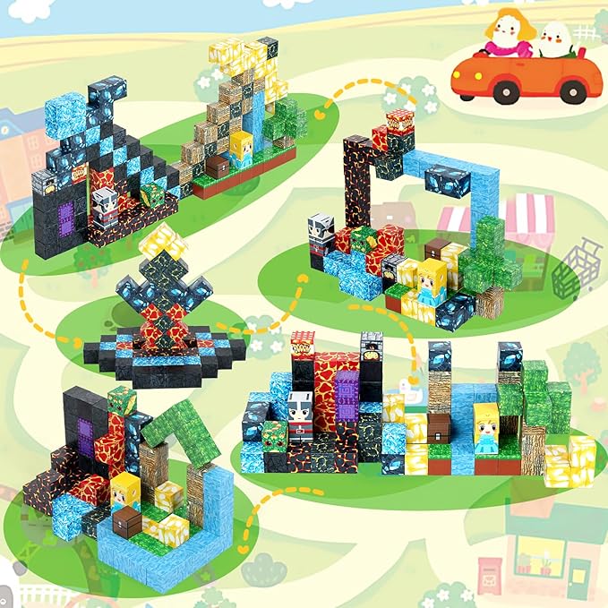 Magnetic Blocks, 3D Building Toys Set for Kids,Sensory Magnetic Cubes for Montessori Toddler,DIY Blocks Gift for Boys and Girls