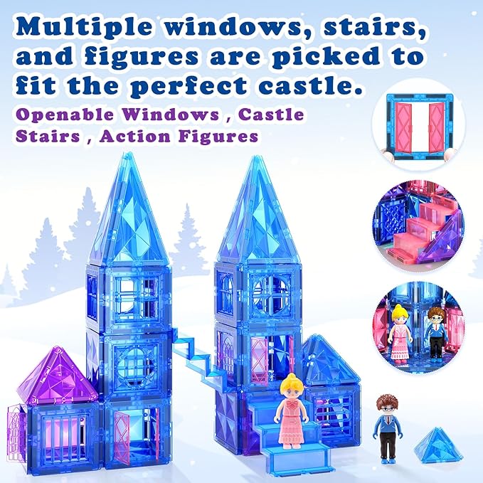 Diamond Magnetic Building Blocks - Princess Toys for 3-8 Year Old Girls & Boys - 3 4 5 6 Year Old Girl Birthday Xmas Present