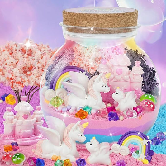 Light-Up Unicorn Terrarium Kit for Kids, DIY Arts & Crafts Gift for Girls Ages 4 5 6 7 8-12 Year Old, LED Night Light with Remote, Best Birthday Easter Unicorn Toys Gifts for Girls Kid