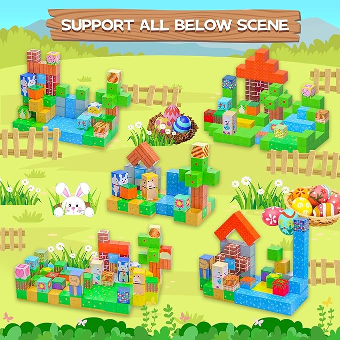 Magnetic Blocks-120PCS Farm Magnetic Building Blocks,STEM Montessori Sensory Toys for Toddlers Kids Boys Girls Ages 3-5 4-8 5-7,Magnets Toy for Toddler 3+ Year Old