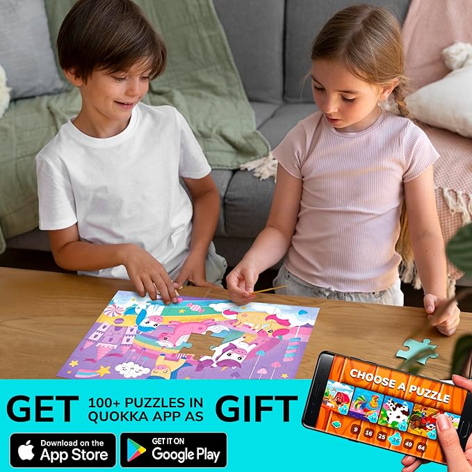 QUOKKA Puzzles for Toddlers 3-5 - 4 x 30 Pieces Puzzles for Kids Ages 2-4 - Meadow Girls Learning Jigsaw Puzzles for Kids 4-6 Years Old - Educational Toys for Boy and Girl