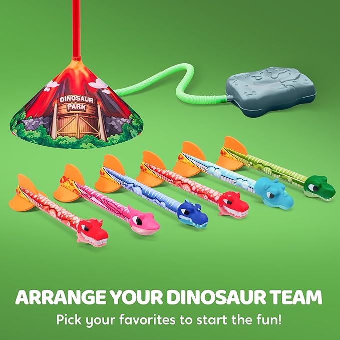 JOYIN Dinosaur Toy Rocket Launcher for Kids, 6 Dinosaur Foam Rockets, Launch up to 100 ft, Family Fun, Birthdays, Gift for Kids Boys 3 4 5 6 7 8 Years Old