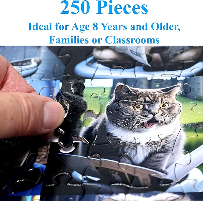 Think2Master Pooping Cats 250 Pieces Jigsaw Puzzle Featuring heartwarming Kittens and Cats. Perfect Bathroom Decoration, White Elephant Gag Gift. Fun Toy for Kids & Families. Size: 14.2” X 19.3”