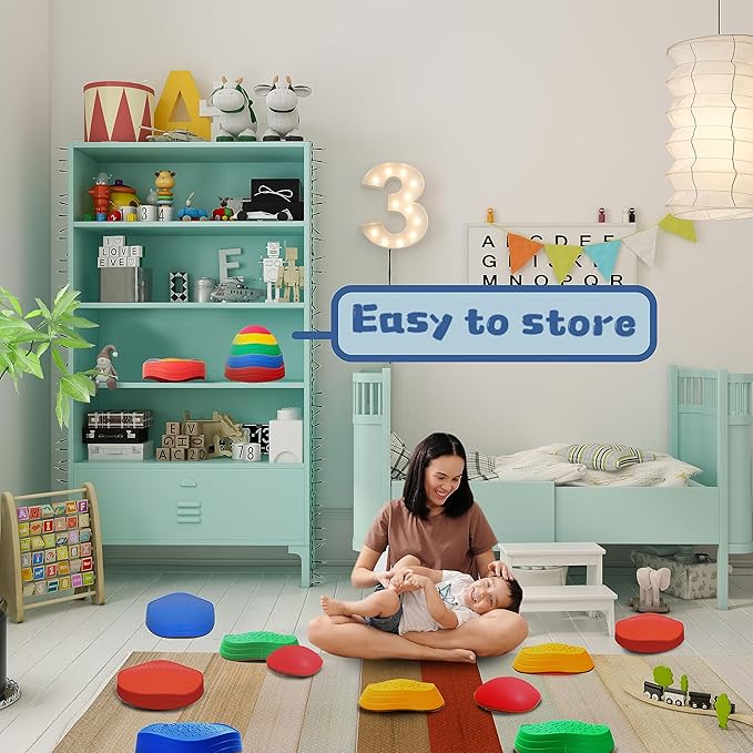 makarci stepping stones for kids, 10pcs preschool toys promoting balance coordination skills indoor or outdoor play obstacle courses also autism sensory products for toddlers