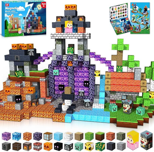 Magnetic Blocks - 150 PCS Build Dark Hell Forest Castle - Magnetic Toys for Montessori Toddler Christmas Birthday Gifts - STEM Sensory Toys for 3 4 5 6 7 8 9 10 Year Old Boys & Girls