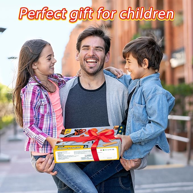Skirtoy Toy Chainsaw for Kids, Family Day Games Pretend Play Series Kids Tool Set, Outdoor Electronic Chainsaw Toy Tool Set, STEM Preschool Toddler Tool Set, Thanksgiving for Kids