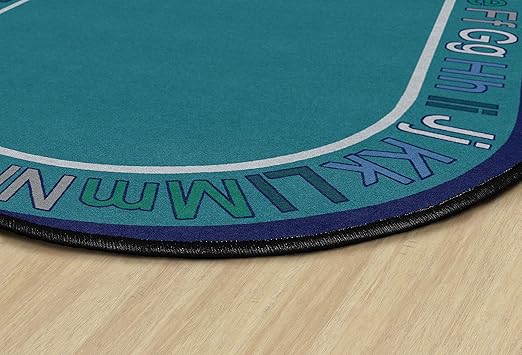 Flagship Carpets Know Your ABCs Educational Oval Area Rug for Home Learning or Classroom Mat, Kids Room or Playroom Carpet, 7'6" x 12',Cool Blue