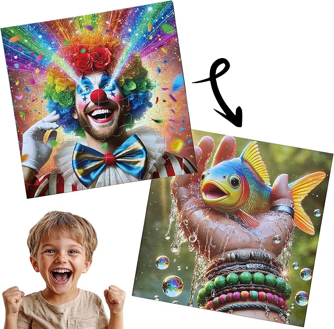 Kids Puzzle Double-Sided Jigsaw – Joyful Clown & Beautiful Fish – 36-Piece Toddler, Preschool, & Elementary Puzzle (Ideal for Ages 3-8) | Fun Educational Toy & Gift