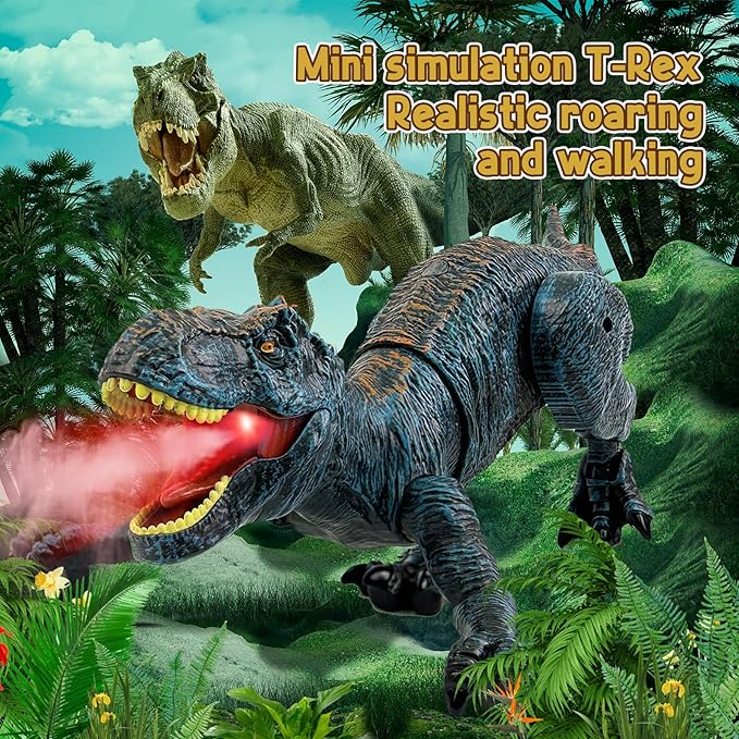 Remote Control Dinosaur for Boys 4-7, Robot Dinosaur Toys for Kids 5-7, rc Dinosaur with Realistic Legs & Spray Stream,Remote Dinosaur Toys for Kids3 4 5 6 8 Year Old boy Birthday Gift (Blue)