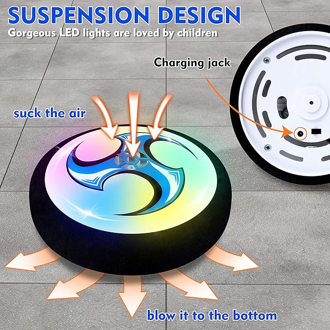 STREET WALK Kids Toys - Hover Hockey Set with Rechargeable Hover Soccer 2 Goals - Air Power Training Ball Playing Hockey Game - Hockey Toys 3 4 5 6 7 8 9 10 11 12 Year Old Boys Girls Best Gift