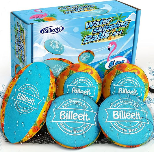 5Pcs Water Skipping Balls Set for Pool Play, Multi-Colored Splash Water Bouncing Balls, Fun Water Pool Beach Swim Toys & Games for Kids 3+ 4-8-12 and Adults