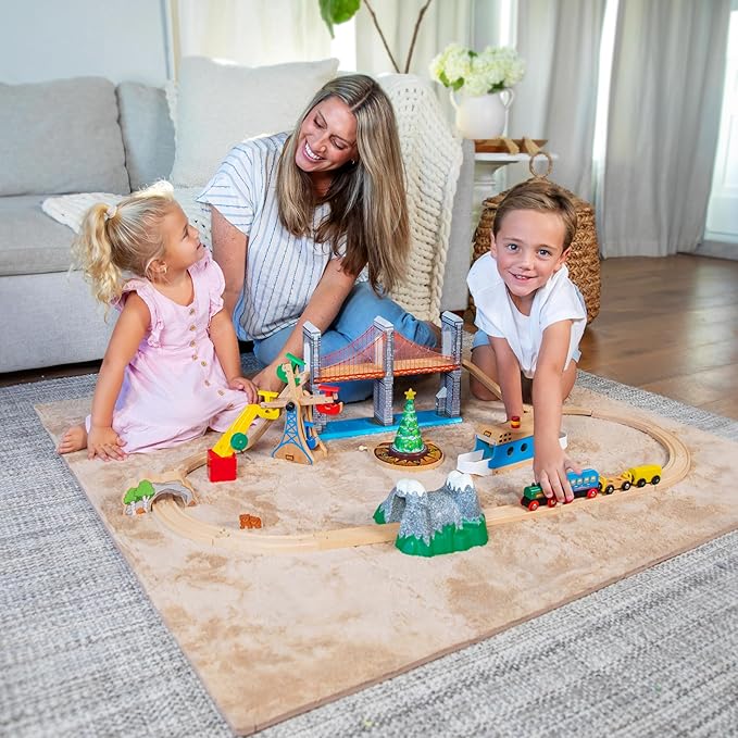 16 Piece Carpet Squares Puzzle Mat 49" x 49" Plush Interlocking Carpet Tiles, Foam Floor Tiles for Baby Play Mat - Kids Soft Play Floor Mats, Anti Slip Jigsaw Flooring Playmat Playroom Rug (Brown)