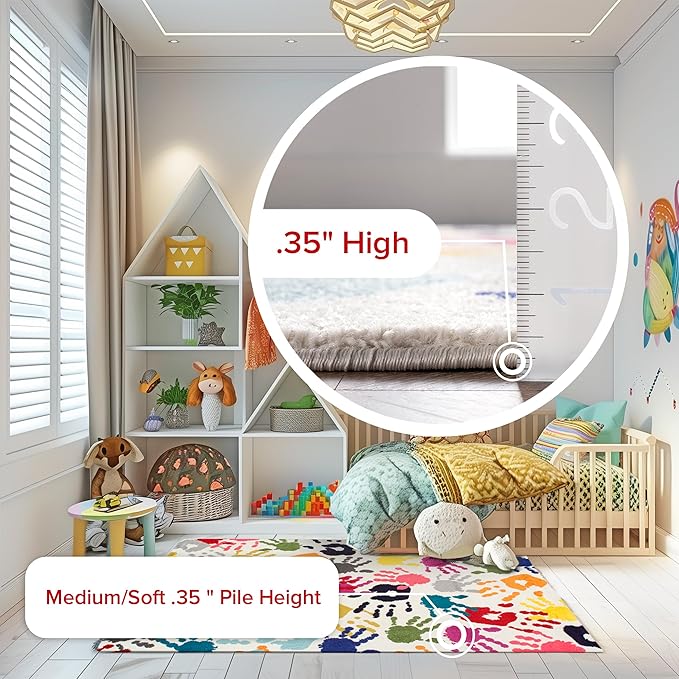 nuLOOM Pinkie Handprint Kids Area Rug, 7x9, Multi