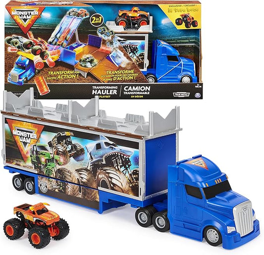 Monster Jam, Transforming Hauler Playset and Storage with Exclusive El Toro Loco Monster Truck, 1:64 Scale, Kids Toys for Boys and Girls Ages 4 and Up