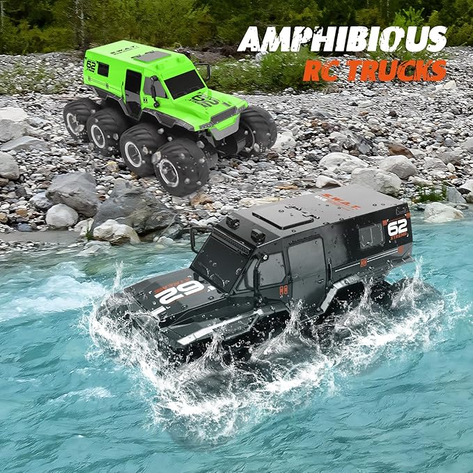 Amphibious RC Trucks,8WD Offroad Waterproof,1: 12 Large Remote Control Monster Truck for Boys Girls,50Mins Playing Time Battery, Birthday Toy for Kids Age 7 8 9 10 11 12