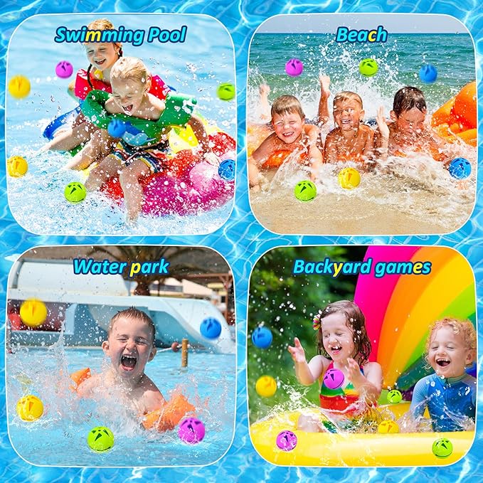 12Pcs Reusable Water Balloons, Pool Beach Water Toys for Boys and Girls, Outdoor Summer Toys for Kids Ages 3-12, Summer Balls for Pool and Backyard Fun
