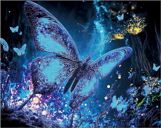 Wooden Puzzles, Fluorescent Butterfly Jigsaw Puzzles 200 Pieces, Unique Shaped Wooden Puzzle for Adults and Kids 9.5 x 12.1 Inch