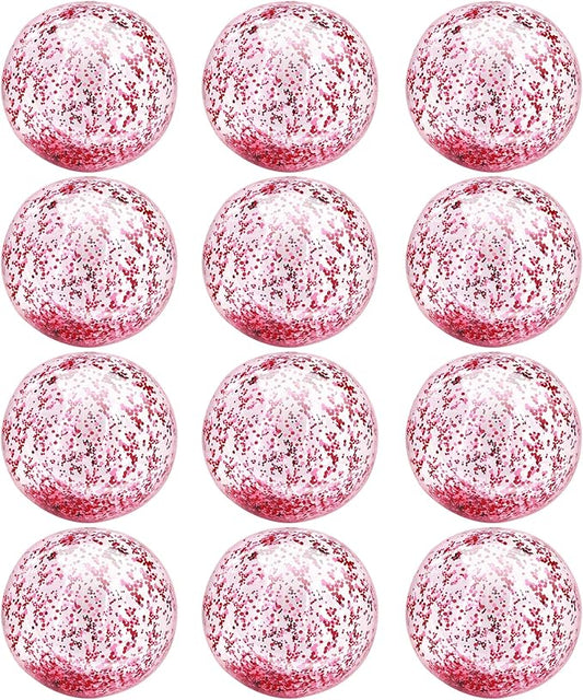12 Pack Inflatable Beach Balls Bulk 16" Pink Glitters Pool Toys Balls for Pool, Beach, Summer Pool Party - Swimming Pool Game Water Beach Toys Kid Party Favor Decorations Summer Blow Up Beach Ball