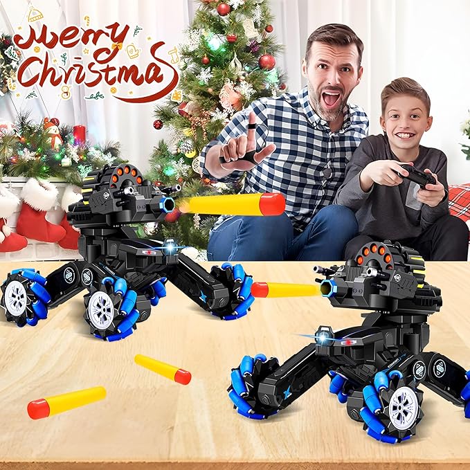 RC Tank That Shoots Gesture Sensing RC Tank, 2.4GHz Battle Soft Bullets Hand Control Car Drift Remote Control Trucks for Boys & Girls 8-12, Remote Control Tank with Light Music