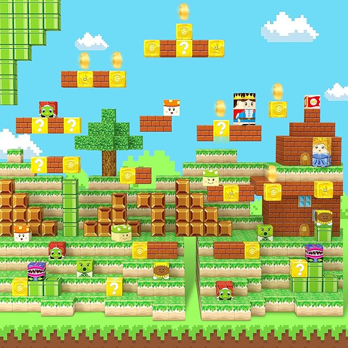 Magnetic Blocks Toys, 100PCS Magnetic Building Toys Based on The Game Super Plumber, STEM Magnets Sensory Toys for Kids, Magnetic Building Blocks Suitable for Boys Girls 4+ (Green)