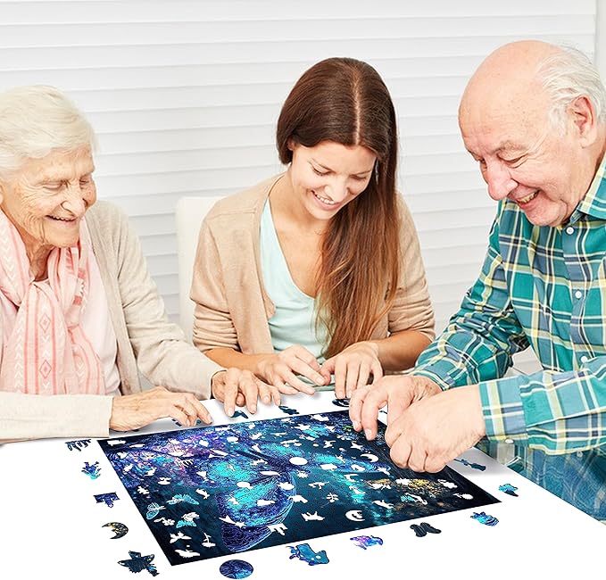 Wooden Puzzles, Fluorescent Butterfly Jigsaw Puzzles 200 Pieces, Unique Shaped Wooden Puzzle for Adults and Kids 9.5 x 12.1 Inch