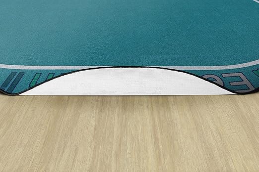 Flagship Carpets Know Your ABCs Educational Oval Area Rug for Home Learning or Classroom Mat, Kids Room or Playroom Carpet, 6' x 8'4",Cool Blue (FA1854-33FS)